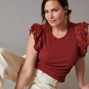 Anthropologie Ruffled Sleeve Blouse